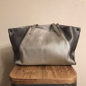 Akris Ai Large Two Tone Metallic Convertible Tote